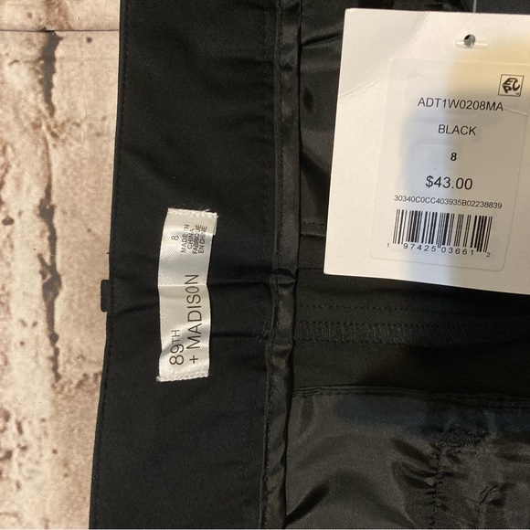 NWT 89TH+Madison ankle length cotton/Polyester/spandex,black pants size 8,10,12 - Picture 11 of 13